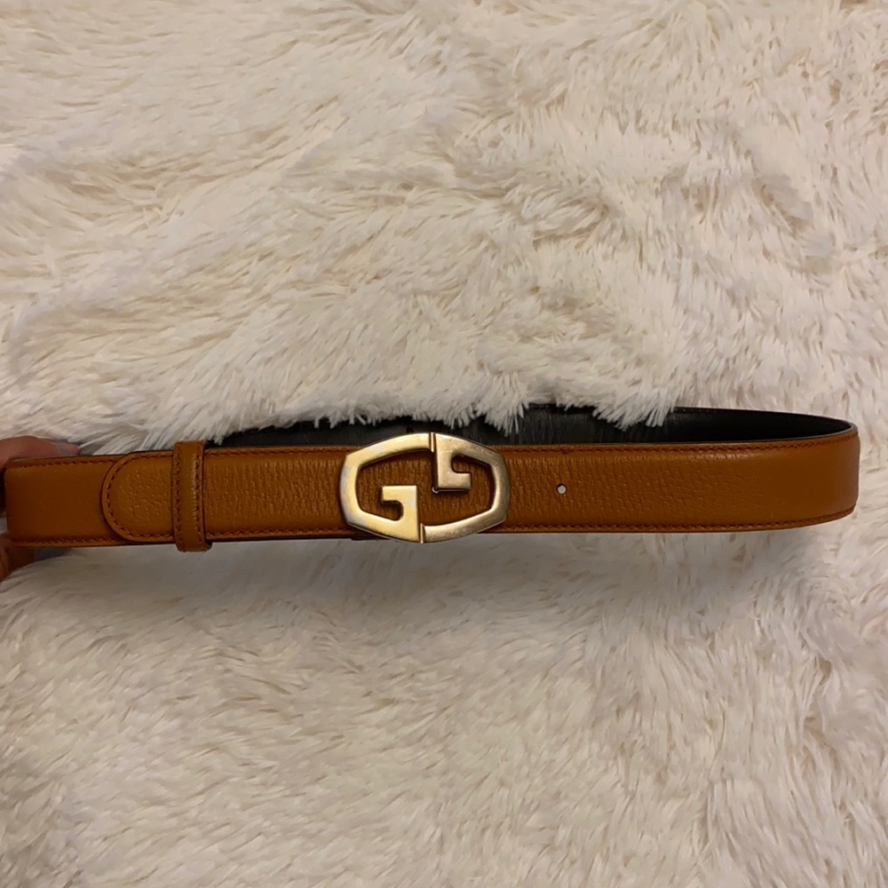 Gucci belt Tan/orange w gold and silver hardware